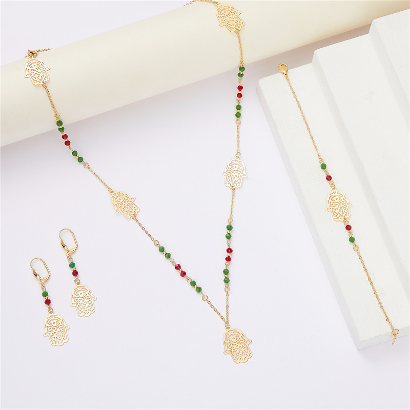 Set de bijuterii placat cu aur 2022, cu stras, colier, cercei, accesorii pentru brățări, temperament, bijuterii metalice pentru femei