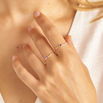 SUNIBI 316L пръстен с рожден камък от неръждаема стомана за жена Златен цвят Опростен стилен пръстен Фестивално парти Модни бижута Dropshipping