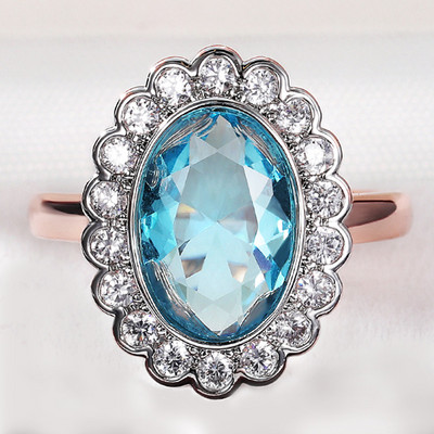 Huitan Personality Μεγάλες Ροζ Κυβικές Βέρες Ζιργκόν για γυναίκες Ρομαντικό Νυφικό γάμο Δαχτυλίδι πάρτι μόδας Κοσμήματα