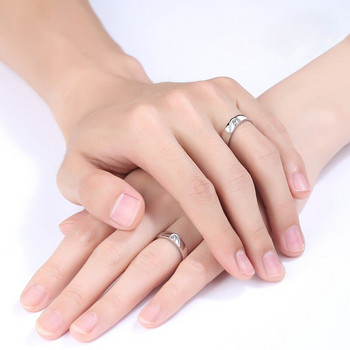 Νέο επάργυρο ζεύγος δαχτυλίδι για ερωτευμένους Forever Endless Love Heart Ζιργκόν Δαχτυλίδι Ρυθμιζόμενο Ανοιχτό Δαχτυλίδι Αρραβωνιαστικό κόσμημα γάμου