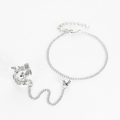 Νέο Μόδα Δαχτυλίδι με Δαχτυλίδι με Δαχτυλίδι Πλήρης Rhinestone Vintage Flower Δαχτυλίδι Διπλό Δάχτυλο για Γυναικείες Κοσμήματα Αξεσουάρ δώρου για κορίτσια