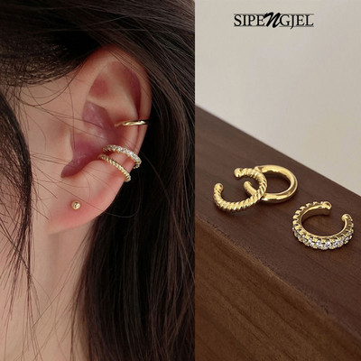 SIPENGJEL Cercei cu clip C cu zircon delicat pentru femei, fără piercing, cercei de cartilaj fals pentru ureche de femeie, cadou de bijuterii de modă