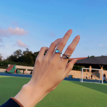Моден пънк скъпоценен камък Неправилен метален пръстен за жени Мъже 2022 Личност Дизайн Кристално отваряне Регулируеми пръстени за пръсти Подарък