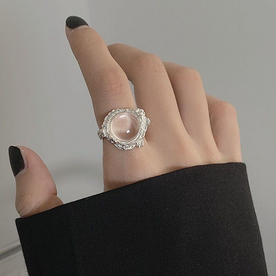 Mados punk brangakmenio netaisyklingo metalo žiedas moterims, vyrams 2022 m. asmenybės dizaino krištolinis atidarymas reguliuojamas pirštų žiedas