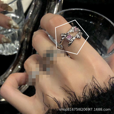 Mados punk brangakmenio netaisyklingo metalo žiedas moterims, vyrams 2022 m. asmenybės dizaino krištolinis atidarymas reguliuojamas pirštų žiedas