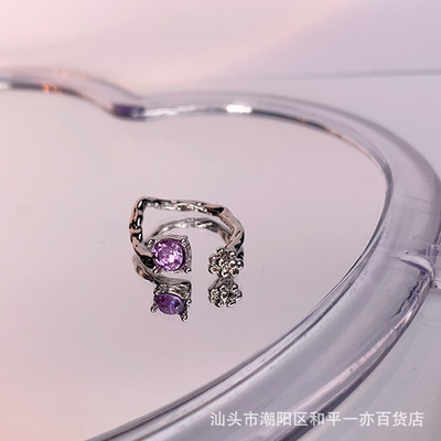 Mados punk brangakmenio netaisyklingo metalo žiedas moterims, vyrams 2022 m. asmenybės dizaino krištolinis atidarymas reguliuojamas pirštų žiedas