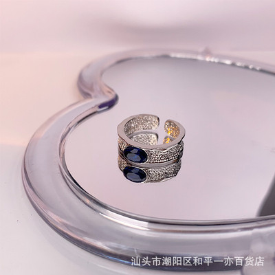 Mados punk brangakmenio netaisyklingo metalo žiedas moterims, vyrams 2022 m. asmenybės dizaino krištolinis atidarymas reguliuojamas pirštų žiedas