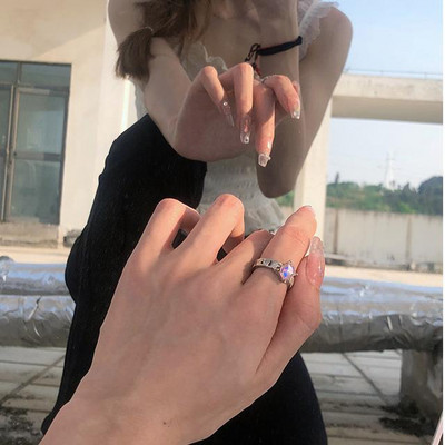 Mados punk brangakmenio netaisyklingo metalo žiedas moterims, vyrams 2022 m. asmenybės dizaino krištolinis atidarymas reguliuojamas pirštų žiedas