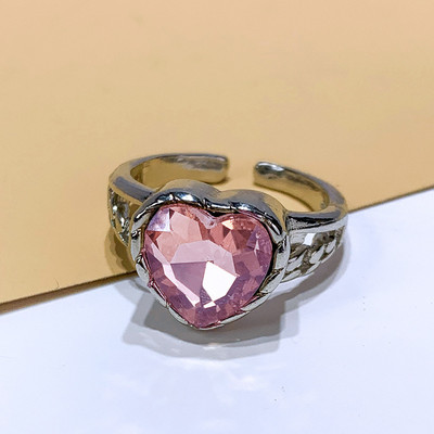 Mados punk brangakmenio netaisyklingo metalo žiedas moterims, vyrams 2022 m. asmenybės dizaino krištolinis atidarymas reguliuojamas pirštų žiedas