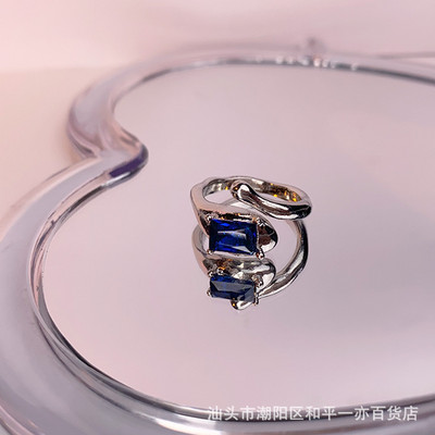 Mados punk brangakmenio netaisyklingo metalo žiedas moterims, vyrams 2022 m. asmenybės dizaino krištolinis atidarymas reguliuojamas pirštų žiedas