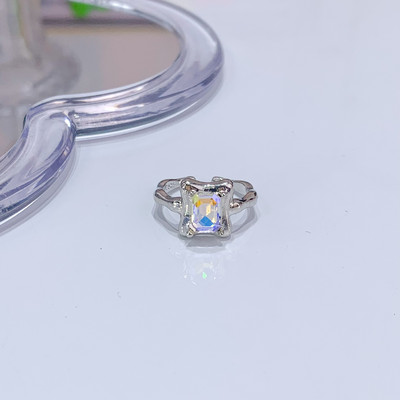 Mados punk brangakmenio netaisyklingo metalo žiedas moterims, vyrams 2022 m. asmenybės dizaino krištolinis atidarymas reguliuojamas pirštų žiedas