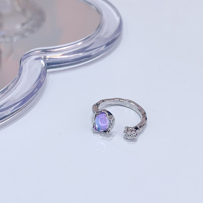 Mados punk brangakmenio netaisyklingo metalo žiedas moterims, vyrams 2022 m. asmenybės dizaino krištolinis atidarymas reguliuojamas pirštų žiedas