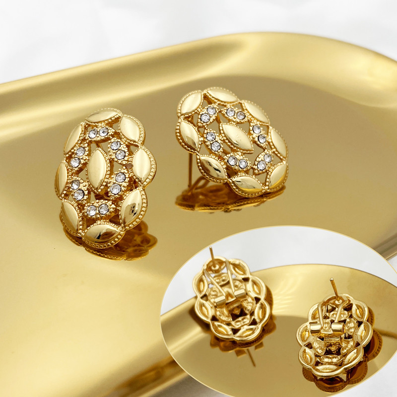 Brazilijos aukso spalvos papuošalų rinkiniai moterims Dubajaus mados karoliai auskarai žiedas apyrankių rinkinys nuotakos vestuvių vakarėliui