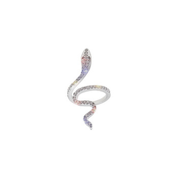 Моден пръстен със змия с кубичен цирконий в цвят треска за жени Отворени регулируеми CZ пръстени за пръсти Парти Сватбени изявления Бижута Бижута