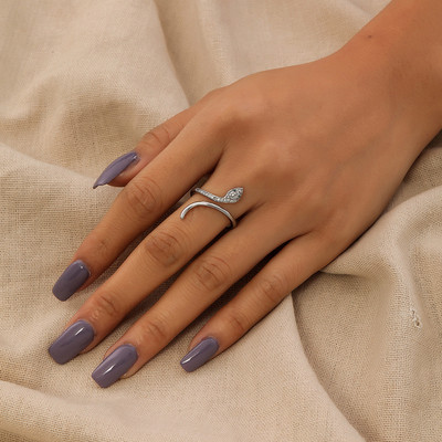 Inel de șarpe cu zirconiu cubic de modă pentru femei, inele de degete ajustabile, deschise, ajustabile, pentru nuntă, bijuterii Bijoux