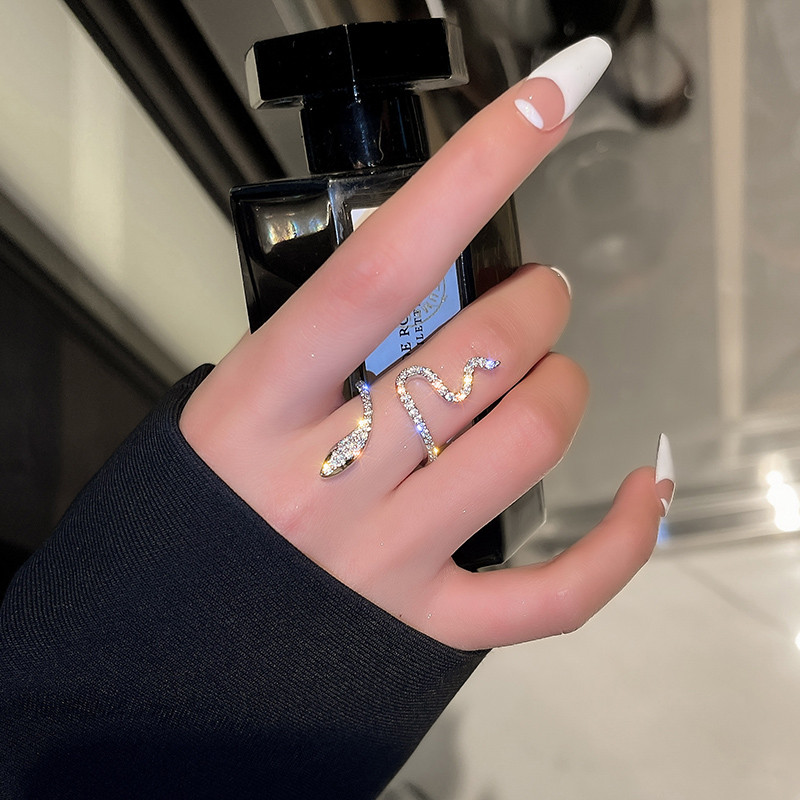 Inel de șarpe cu zirconiu cubic de modă pentru femei, inele de degete ajustabile, deschise, ajustabile, pentru nuntă, bijuterii Bijoux