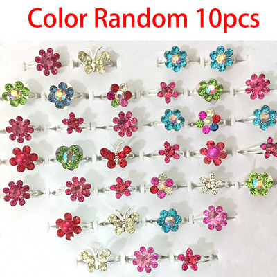 10 vnt Mielų animacinių filmukų vaikiškų žiedų Kawaii korėjiečių vaikų mergaičių gėlių lydinio pirštų žiedas vaikams papuošalų dovanų reguliuojami žiedai