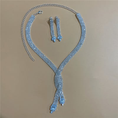 Set de bijuterii rafinat pentru femei Nuntă Mireasă Domnisoare de onoare Petrecere Bijuterii Zircon Strass Cercei și colier Cadou