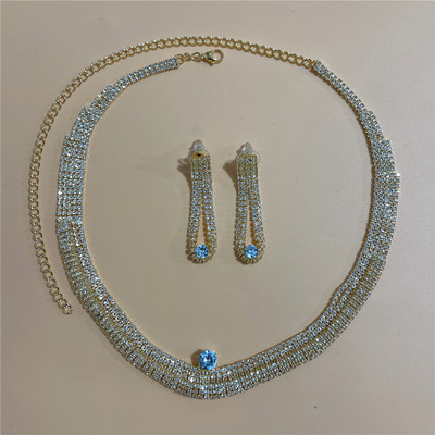 Set de bijuterii rafinat pentru femei Nuntă Mireasă Domnisoare de onoare Petrecere Bijuterii Zircon Strass Cercei și colier Cadou