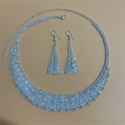 Set de bijuterii rafinat pentru femei Nuntă Mireasă Domnisoare de onoare Petrecere Bijuterii Zircon Strass Cercei și colier Cadou