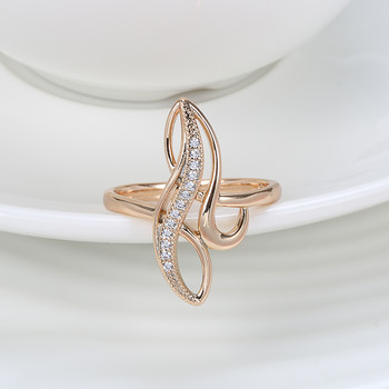Елегантна геометрична текстура Пръстени с естествен бял циркон за жени 585 златни пръстени за сватбено тържество Индивидуални модни бижута
