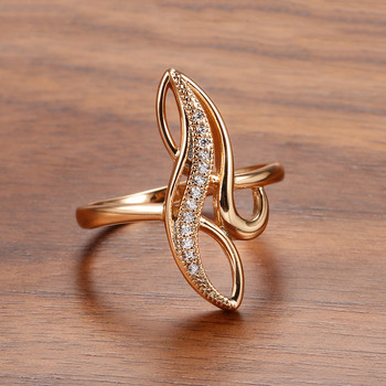 Елегантна геометрична текстура Пръстени с естествен бял циркон за жени 585 златни пръстени за сватбено тържество Индивидуални модни бижута