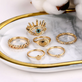 FNIO Бохемски златен цвят верига пръстени Комплект за жени Модни бохо монети Змия Луна пръстени Парти 2021 Тенденция Бижута Подарък