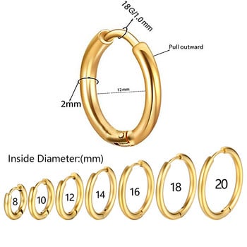 Σκουλαρίκια κρίκοι από ανοξείδωτο ατσάλι για γυναίκες άντρες Μικρό χρυσό σκουλαρίκι Κορέας διάτρηση χόνδρου Κλασικά αξεσουάρ κοσμημάτων Δώρα