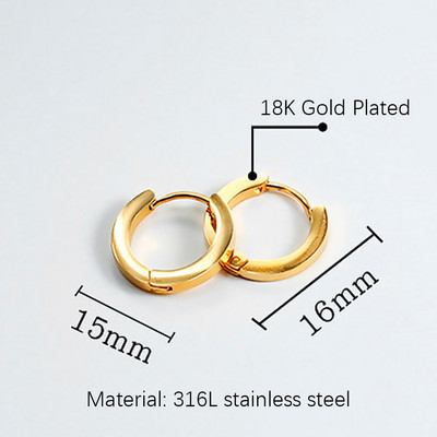 Nerūdijančio plieno auskarai su lanku moterims Vyrams Maži aukso spalvos auskarai Korėjos kremzlės auskarai Klasikiniai papuošalai Priedai Dovanos