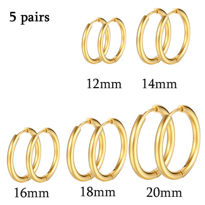 Nerūdijančio plieno auskarai su lanku moterims Vyrams Maži aukso spalvos auskarai Korėjos kremzlės auskarai Klasikiniai papuošalai Priedai Dovanos