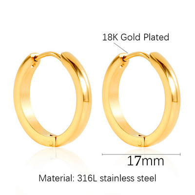 Nerūdijančio plieno auskarai su lanku moterims Vyrams Maži aukso spalvos auskarai Korėjos kremzlės auskarai Klasikiniai papuošalai Priedai Dovanos