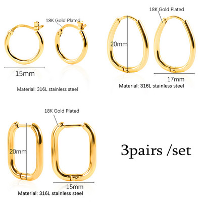 Nerūdijančio plieno auskarai su lanku moterims Vyrams Maži aukso spalvos auskarai Korėjos kremzlės auskarai Klasikiniai papuošalai Priedai Dovanos