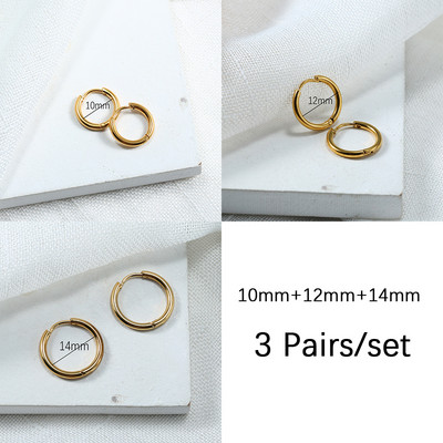 Nerūdijančio plieno auskarai su lanku moterims Vyrams Maži aukso spalvos auskarai Korėjos kremzlės auskarai Klasikiniai papuošalai Priedai Dovanos