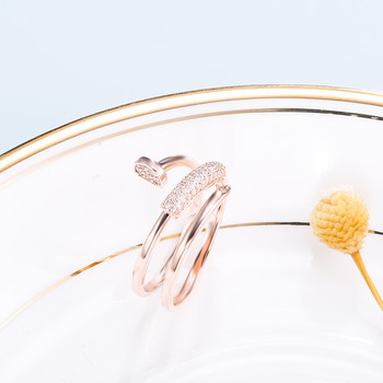 Κορέα Νέα κοσμήματα μόδας Εξαιρετικό 18 καρατίων με πραγματικό επιχρυσωμένο δαχτυλίδι ζιργκόν ΑΑΑ Κομψό γυναικείο ρυθμιζόμενο δώρο για το άνοιγμα