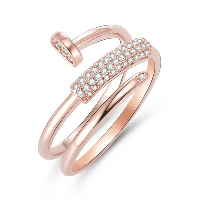 Korea új divatékszerek, kifinomult 18K valódi aranyozott AAA cirkon gyűrű elegáns női nyílással, állítható esküvői ajándék