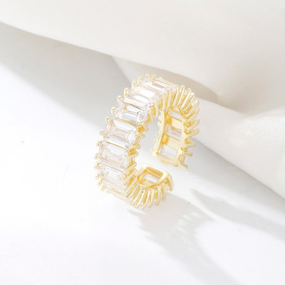 Korea új divatékszerek, kifinomult 18K valódi aranyozott AAA cirkon gyűrű elegáns női nyílással, állítható esküvői ajándék