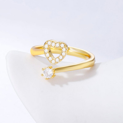 Korea új divatékszerek, kifinomult 18K valódi aranyozott AAA cirkon gyűrű elegáns női nyílással, állítható esküvői ajándék