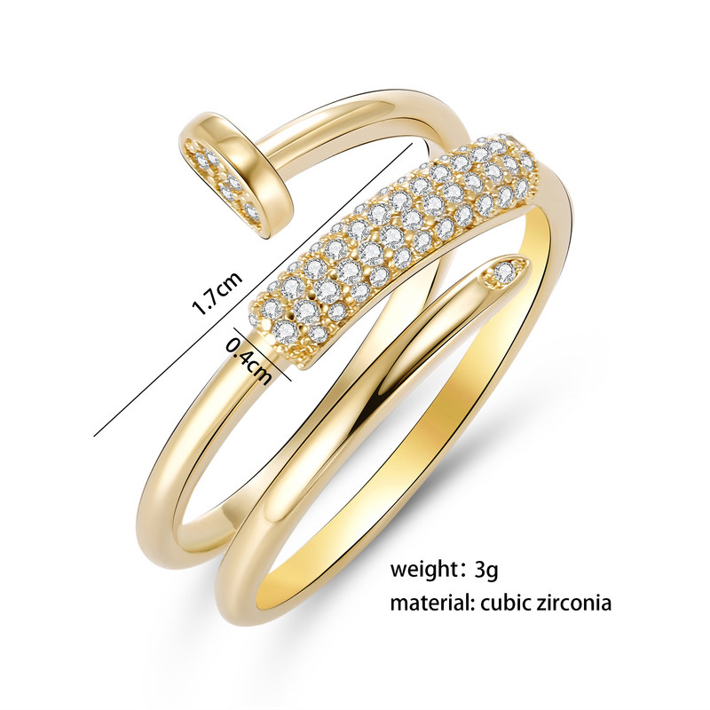 Korea új divatékszerek, kifinomult 18K valódi aranyozott AAA cirkon gyűrű elegáns női nyílással, állítható esküvői ajándék