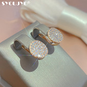 SYOUJYO Cercei cu zircon natural, pavați, strălucitori, pentru femei, de lux, de culoare aur roz 585, cercei de nuntă, bijuterii fine