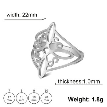 Witch Knot Пръстен от неръждаема стомана Wiccan Cross Celtics Knot Women Rings Witchcraft Good Luck Protection Amulet New Year 2023 Gifts