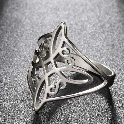 Witch Knot Пръстен от неръждаема стомана Wiccan Cross Celtics Knot Women Rings Witchcraft Good Luck Protection Amulet New Year 2023 Gifts