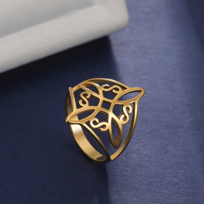Nod de vrăjitoare Inel din oțel inoxidabil Crucea Wiccan Nod celtic Inele pentru femei Vrăjitorie Noroc Protecție Amulet Cadouri de Anul Nou 2023
