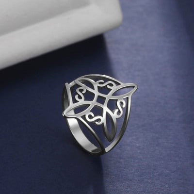 Nod de vrăjitoare Inel din oțel inoxidabil Crucea Wiccan Nod celtic Inele pentru femei Vrăjitorie Noroc Protecție Amulet Cadouri de Anul Nou 2023
