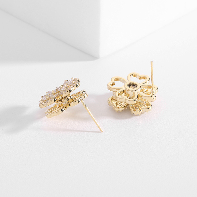 CARLIDANA 3db/Szett Luxus forgatható virágos medál nyaklánc női szorongásoldó gyűrű fonó lóhere ékszer arany színű