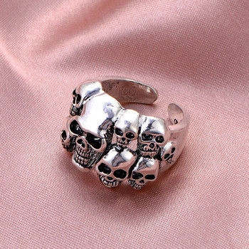 2021 готически сребърен череп с отворен пръстен унисекс ретро пънк регулируем череп двойка пръстен с модерен дизайн парти бижута подарък