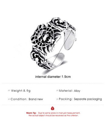 Δαχτυλίδι 2021 σε γοτθικό ασημί χρώμα, ανοιχτό κρανίο Unisex, ρετρό πανκ, ρυθμιζόμενο δαχτυλίδι για ζευγάρια, μοντέρνα σχεδίαση, κοσμήματα για πάρτι