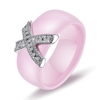 Inele din ceramică, alb, negru, 6 mm, plus zirconiu cubic, pentru femei, de culoare aurie, din oțel inoxidabil, bijuterii de logodnă pentru femei.