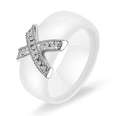 Inele din ceramică, alb, negru, 6 mm, plus zirconiu cubic, pentru femei, de culoare aurie, din oțel inoxidabil, bijuterii de logodnă pentru femei.