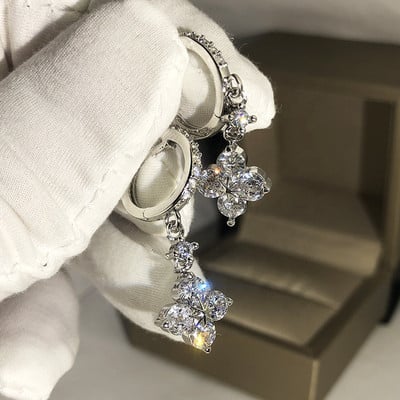 Huitan Cercei rotunzi cu design clasic și versatil pentru femei, cristal orbitor CZ, logodnă, bijuterii de nuntă, cercei de declarație