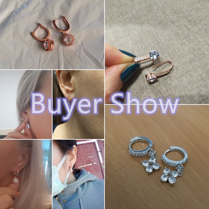 Huitan Cercei rotunzi cu design clasic și versatil pentru femei, cristal orbitor CZ, logodnă, bijuterii de nuntă, cercei de declarație